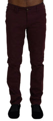 CYCLE Maroon Cotton Stretch Skinny Casual Men Pants - IT46 | S - Trousers