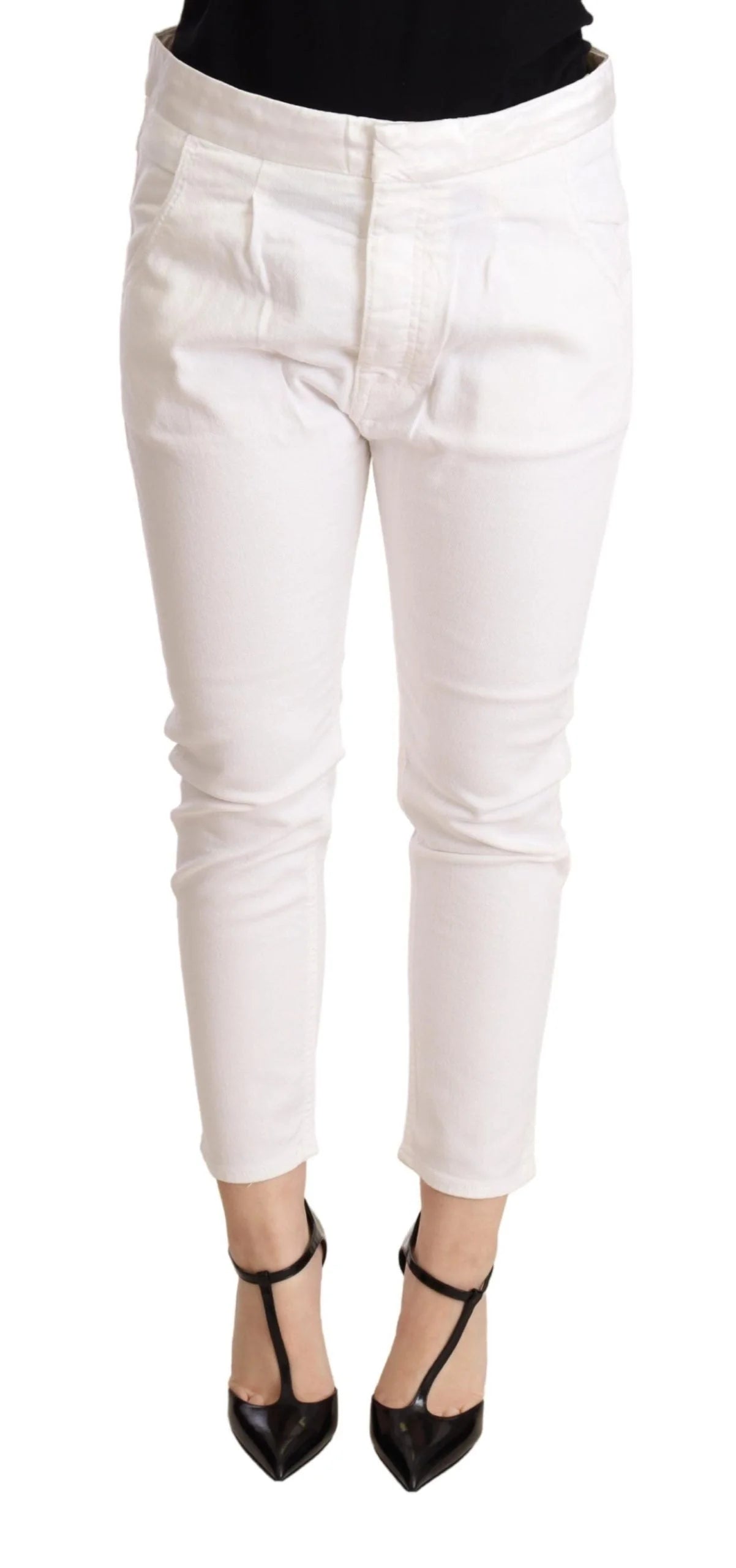 CYCLE White Mid Waist Slim Fit Skinny Cotton Stretch Trouser - W26 - Trousers