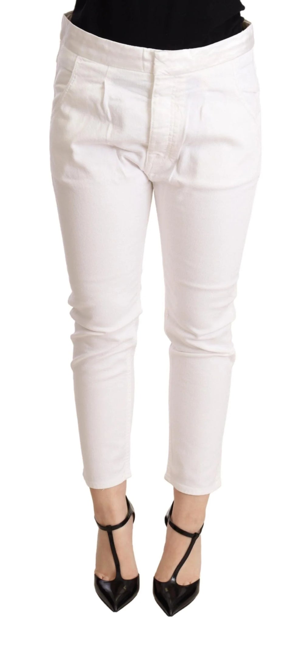 CYCLE White Mid Waist Slim Fit Skinny Cotton Stretch Trouser - W26 - Trousers