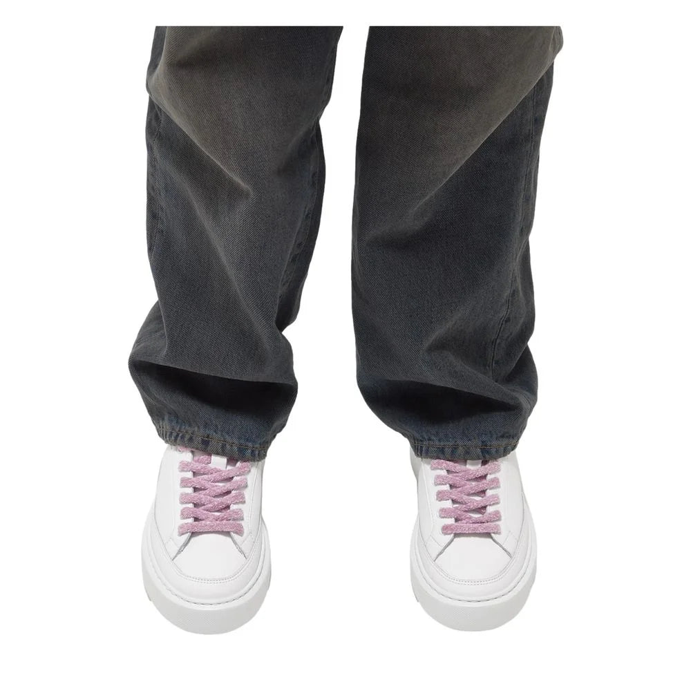 D.A.T.E Beige Leather Sneaker - Sneakers