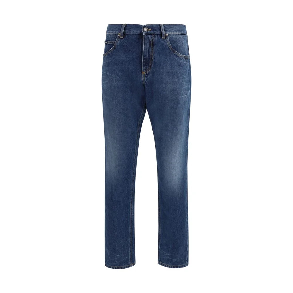Dolce & Gabbana Blue Cotton Straight-Leg Jeans - IT46 | S