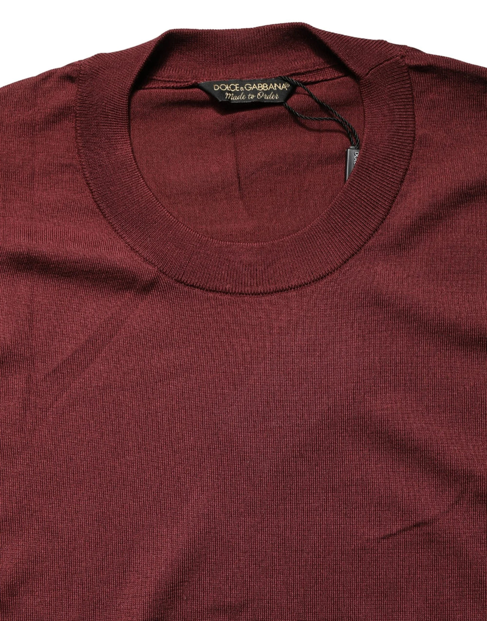 Dolce & Gabbana Maroon Silk Men Crew Neck Pullover Sweater - IT52 | XL