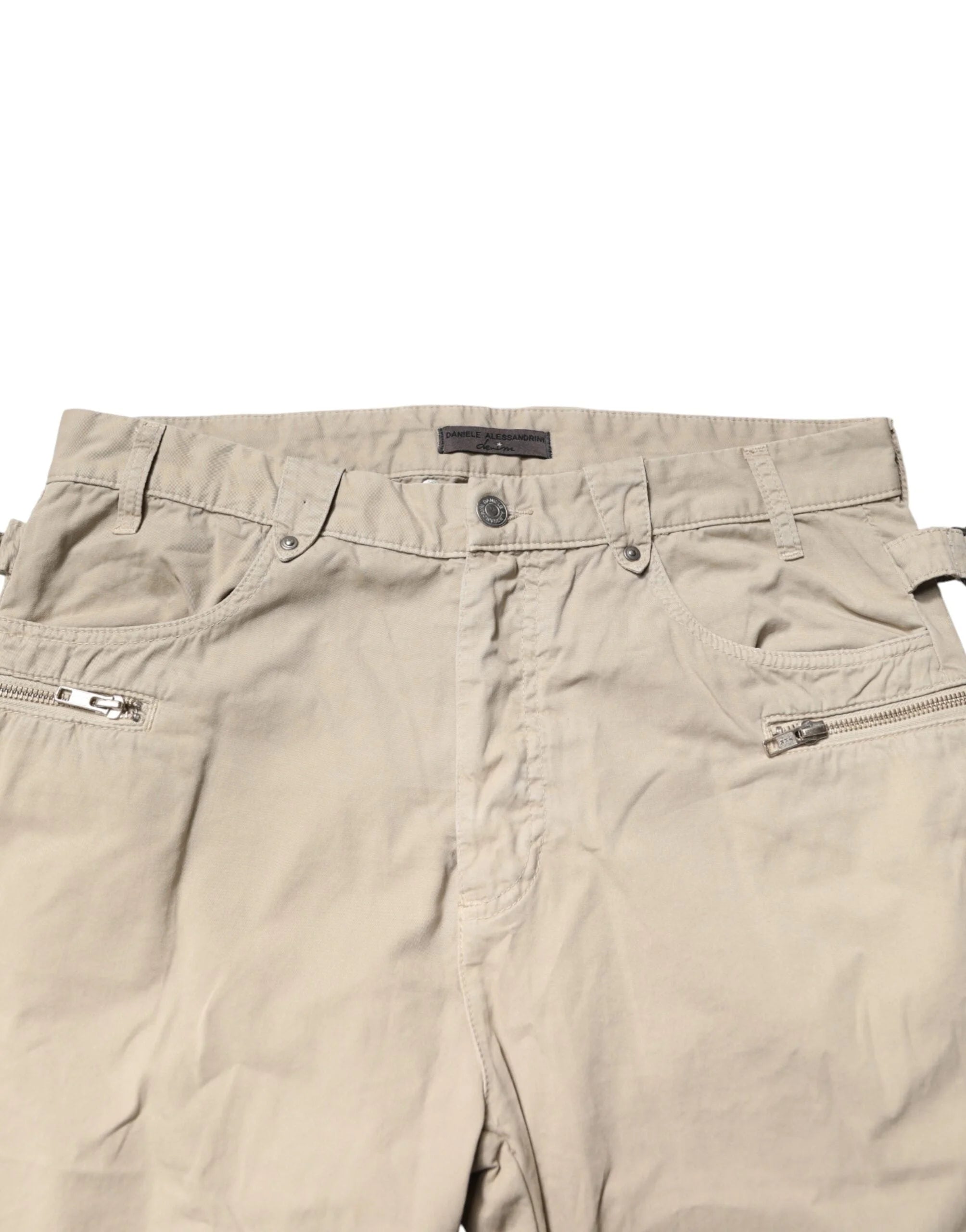 Daniele Alessandrini Beige Cotton Mid Waist Straight Men Denim Jeans - W33