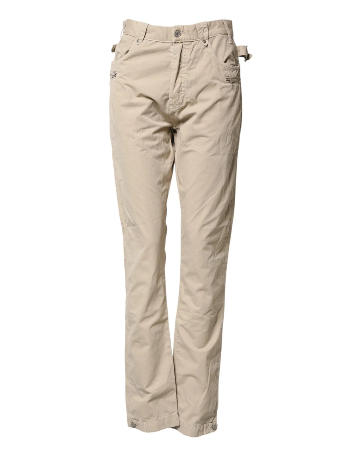 Daniele Alessandrini Beige Cotton Mid Waist Straight Men Denim Jeans - W33