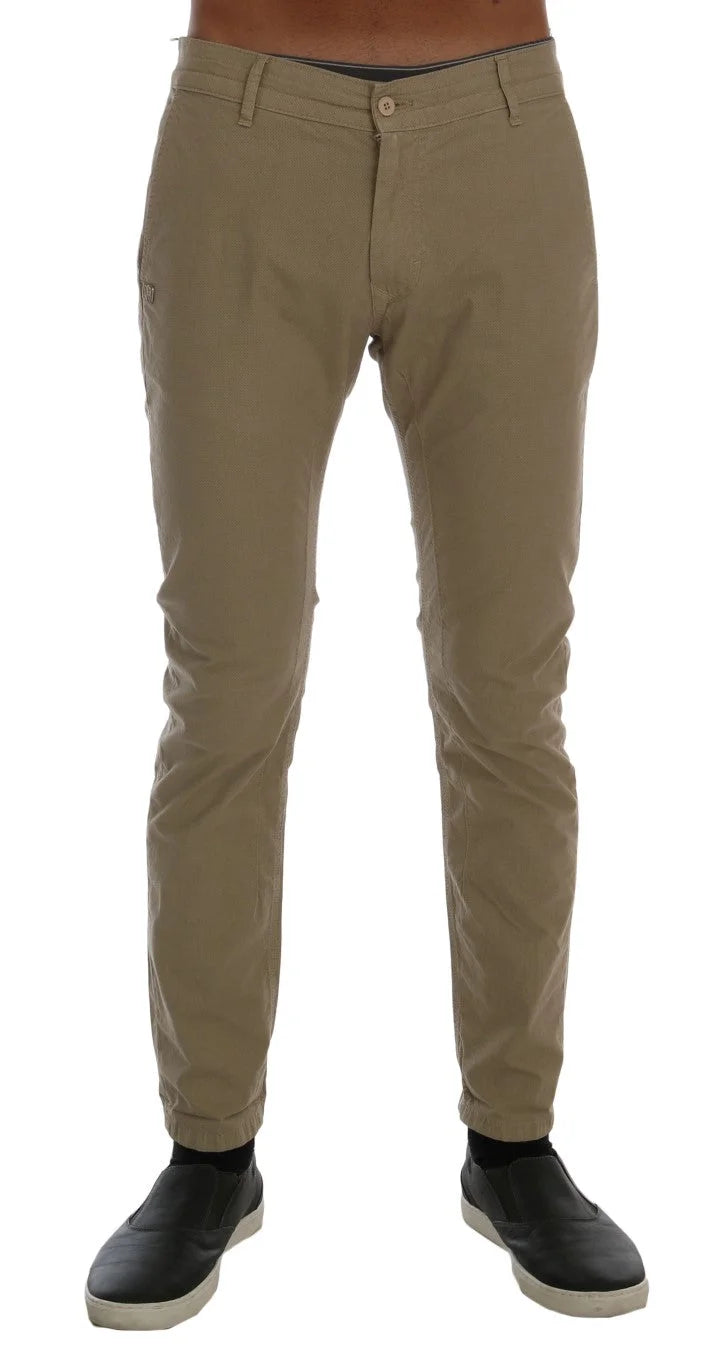 Daniele Alessandrini Beige Cotton Stretch Slim Fit Chinos - W30 - Chinos