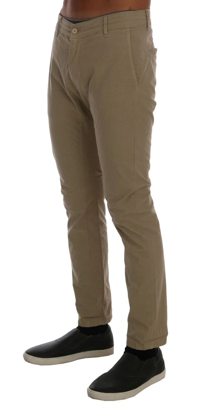 Daniele Alessandrini Beige Cotton Stretch Slim Fit Chinos - W30 - Chinos