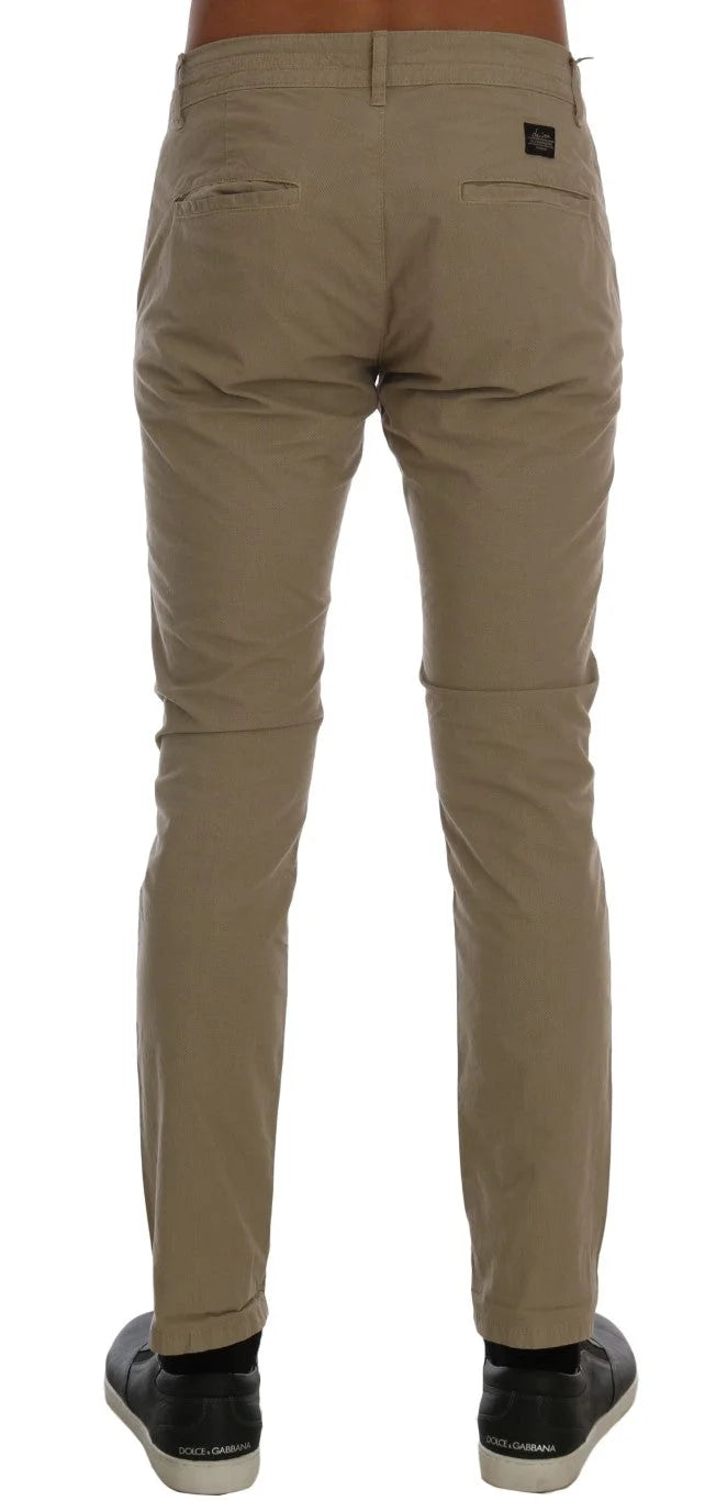 Daniele Alessandrini Beige Cotton Stretch Slim Fit Chinos - W30 - Chinos
