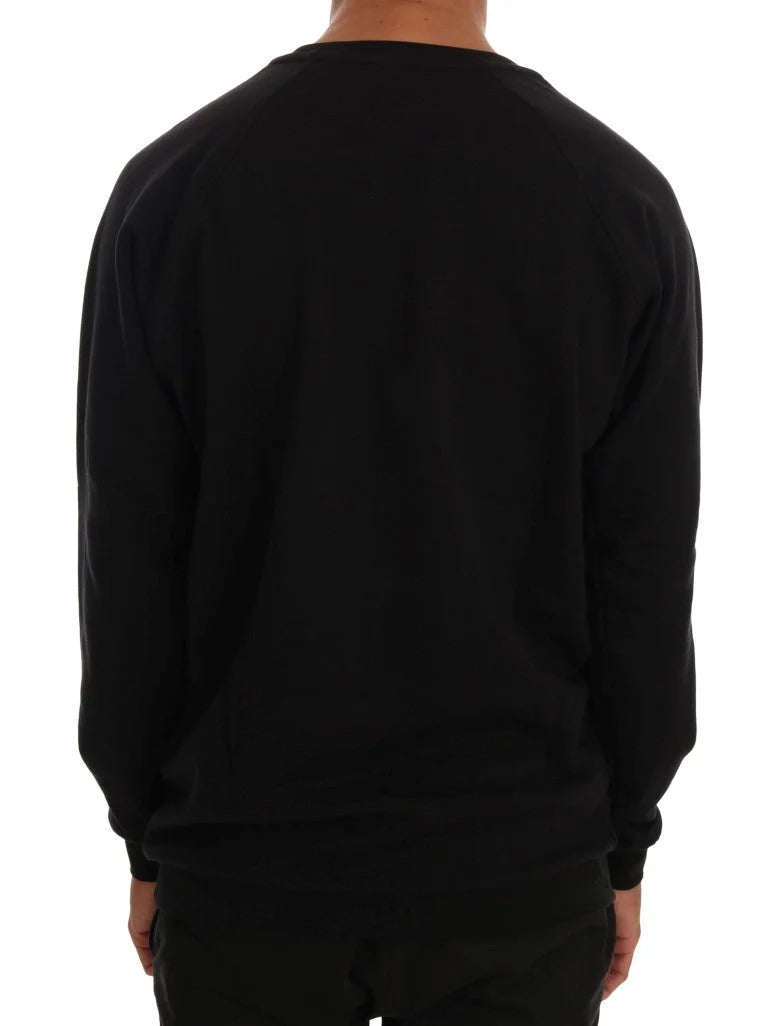 Daniele Alessandrini Black Crewneck Cotton Pullover Sweater - S - Sweaters