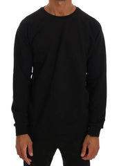 Daniele Alessandrini Black Crewneck Cotton Pullover Sweater - S - Sweaters