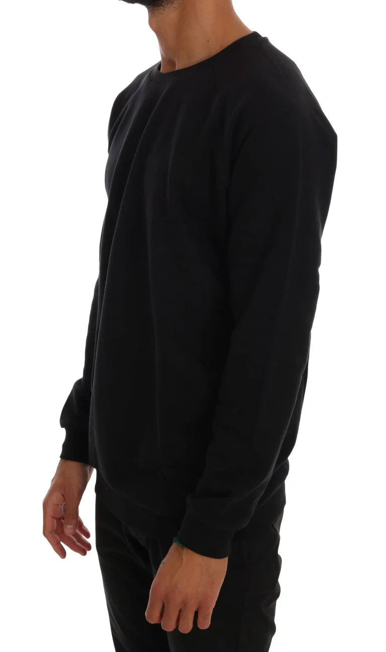 Daniele Alessandrini Black Crewneck Cotton Pullover Sweater - S - Sweaters