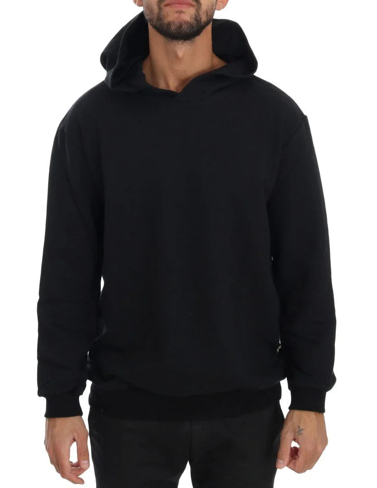 Daniele Alessandrini Black Gym Casual Hooded Cotton Sweater - Hoodies