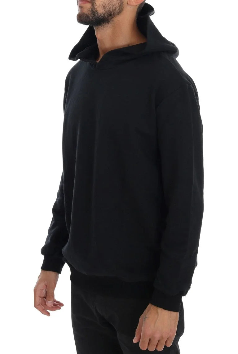 Daniele Alessandrini Black Gym Casual Hooded Cotton Sweater - Hoodies