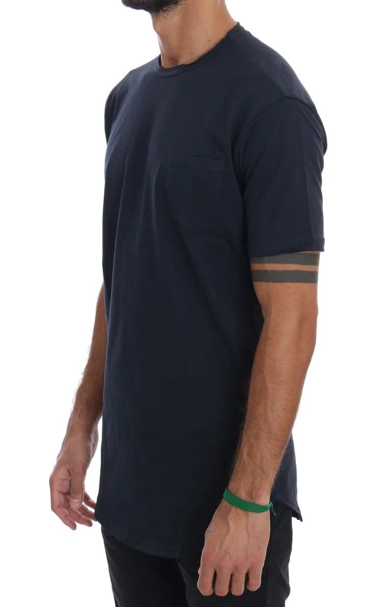 Daniele Alessandrini Blue Cotton Crewneck T-Shirt - S - T-Shirts