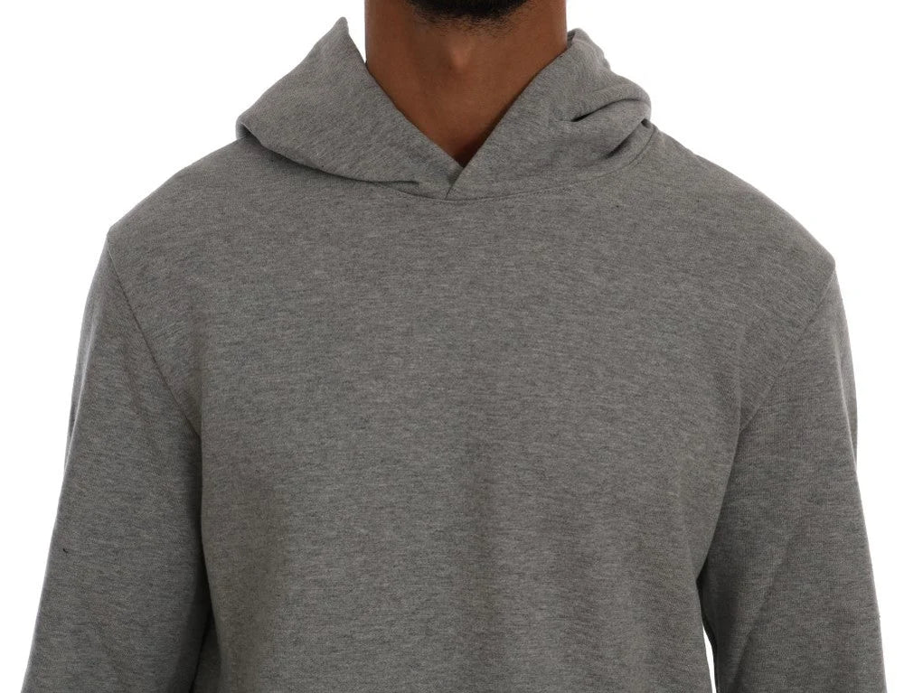Daniele Alessandrini Gray Pullover Hodded Cotton Sweater - Hoodies
