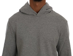 Daniele Alessandrini Gray Pullover Hodded Cotton Sweater - Hoodies