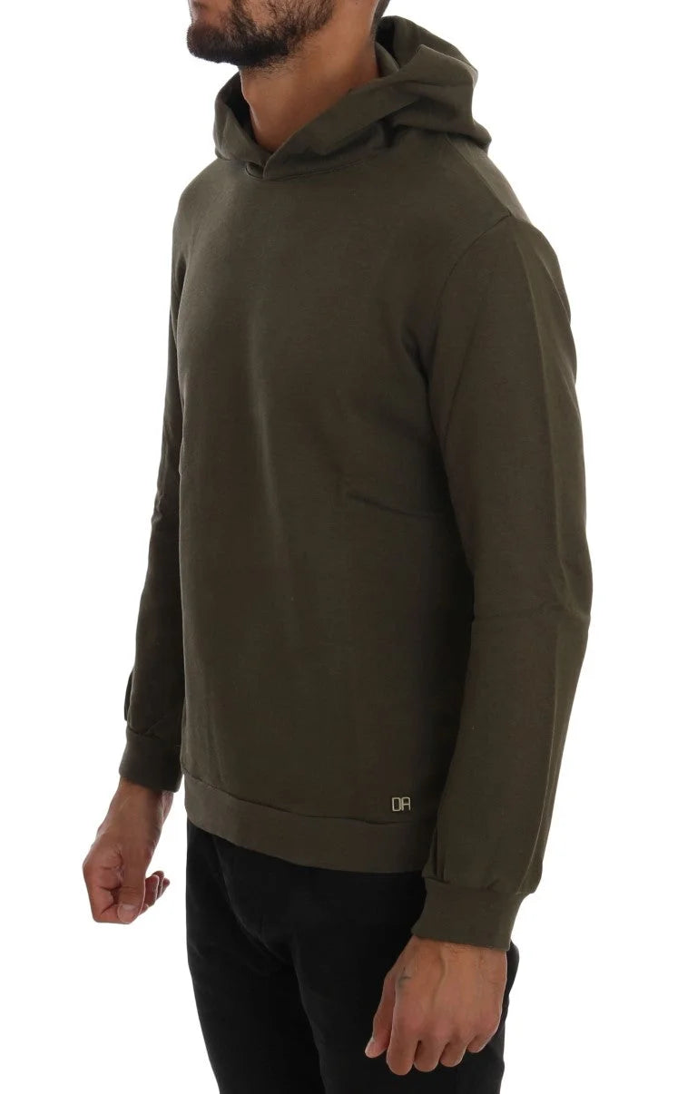 Daniele Alessandrini Green Pullover Hodded Cotton Sweater - S - Hoodies