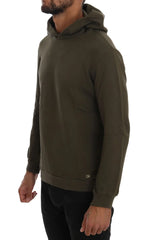 Daniele Alessandrini Green Pullover Hodded Cotton Sweater - S - Hoodies