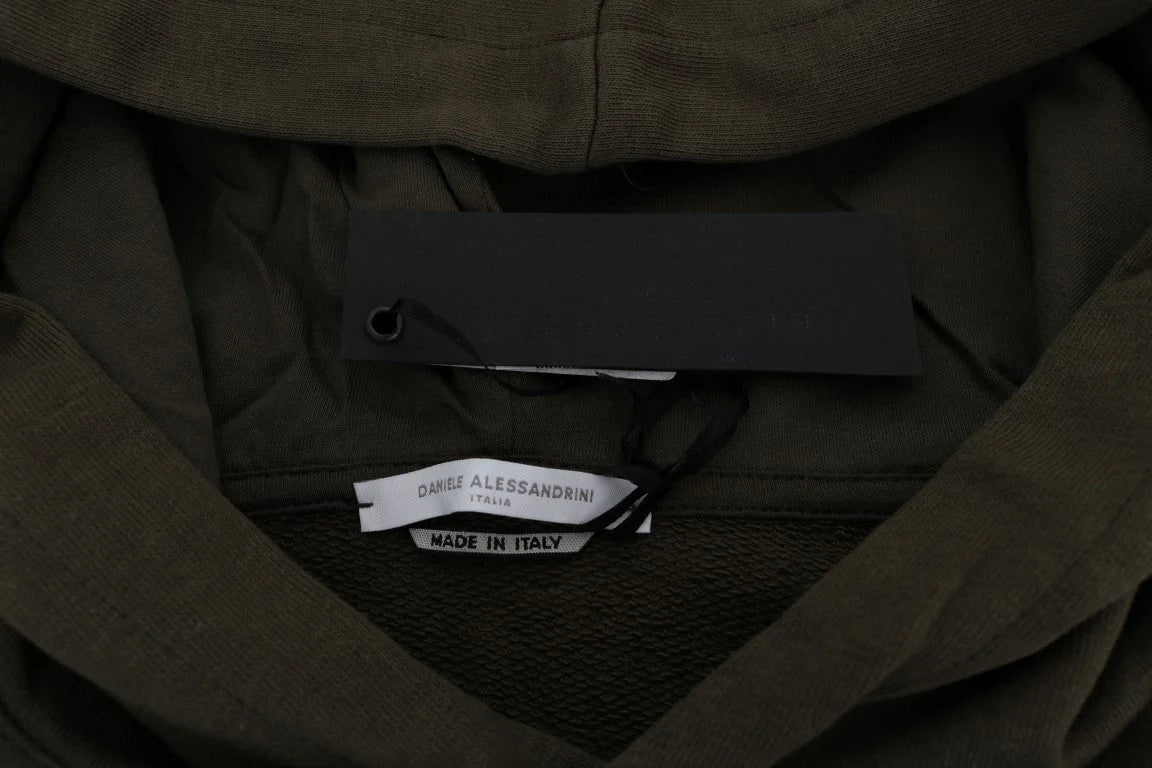 Daniele Alessandrini Green Pullover Hodded Cotton Sweater - S - Hoodies