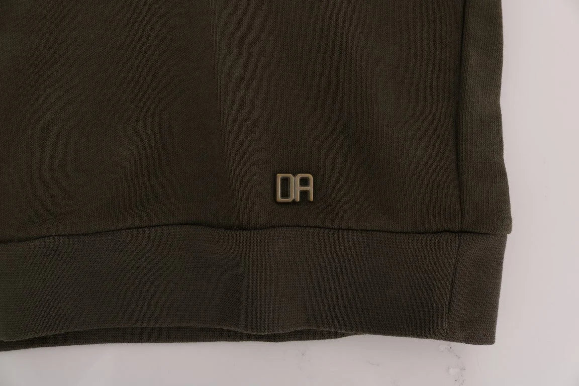 Daniele Alessandrini Green Pullover Hodded Cotton Sweater - S - Hoodies