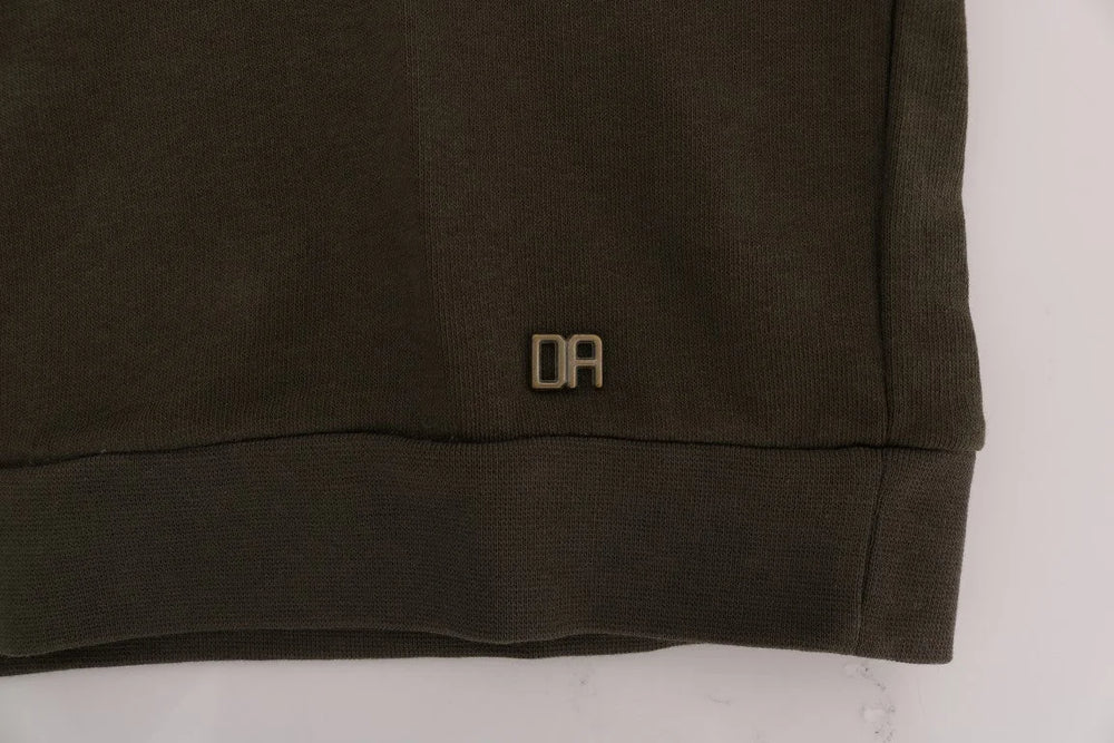 Daniele Alessandrini Green Pullover Hodded Cotton Sweater - S - Hoodies