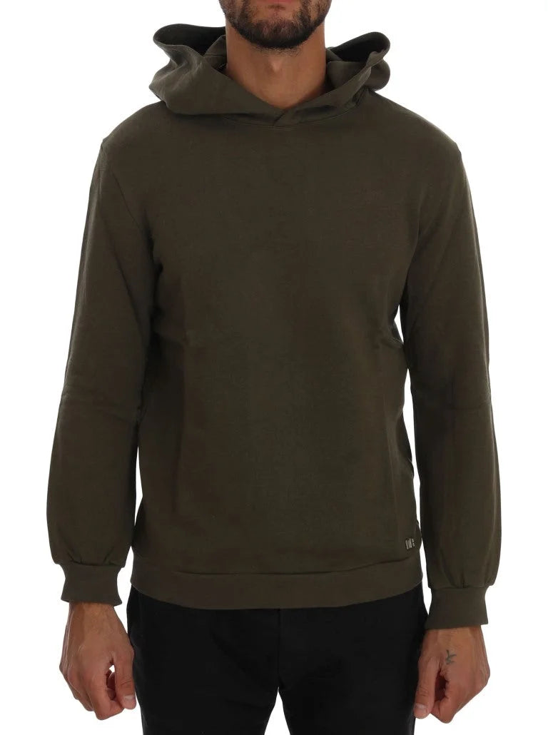 Daniele Alessandrini Green Pullover Hodded Cotton Sweater - S - Hoodies