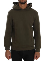 Daniele Alessandrini Green Pullover Hodded Cotton Sweater - S - Hoodies