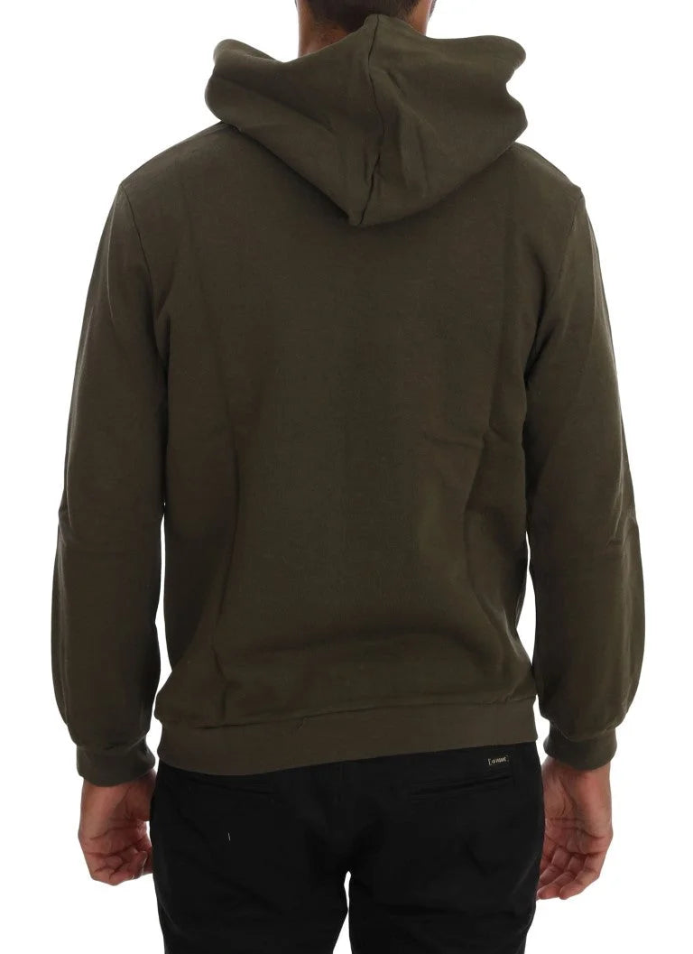 Daniele Alessandrini Green Pullover Hodded Cotton Sweater - S - Hoodies