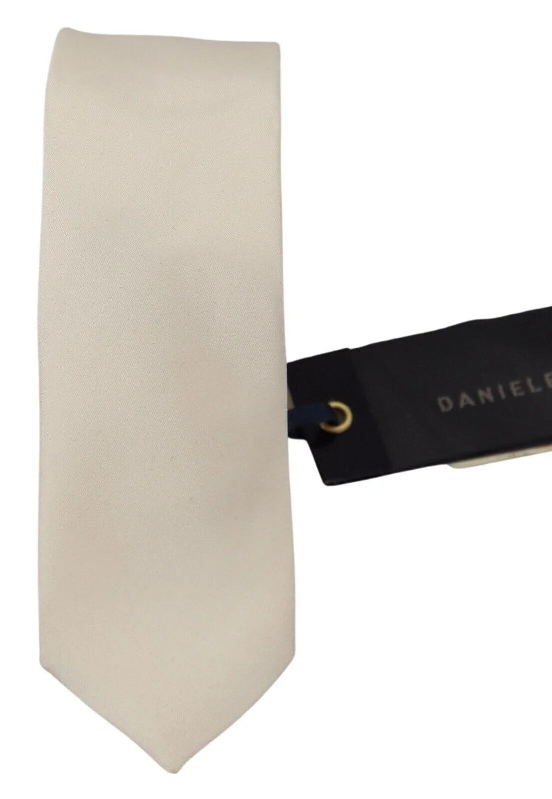 Daniele Alessandrini Off White Silk Men Necktie Adjustable Accessory Tie - Neckties