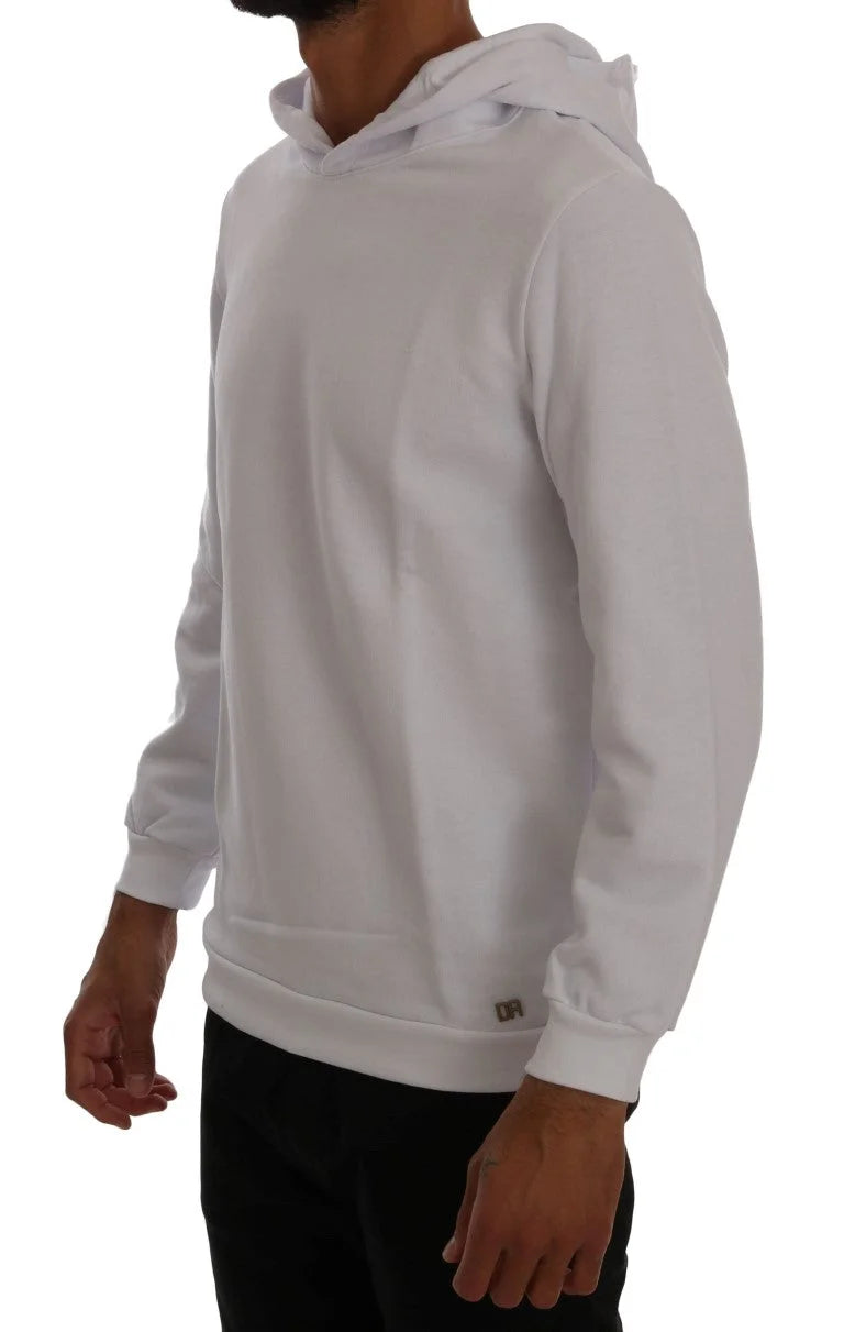 Daniele Alessandrini White Pullover Hodded Cotton Sweater - Hoodies