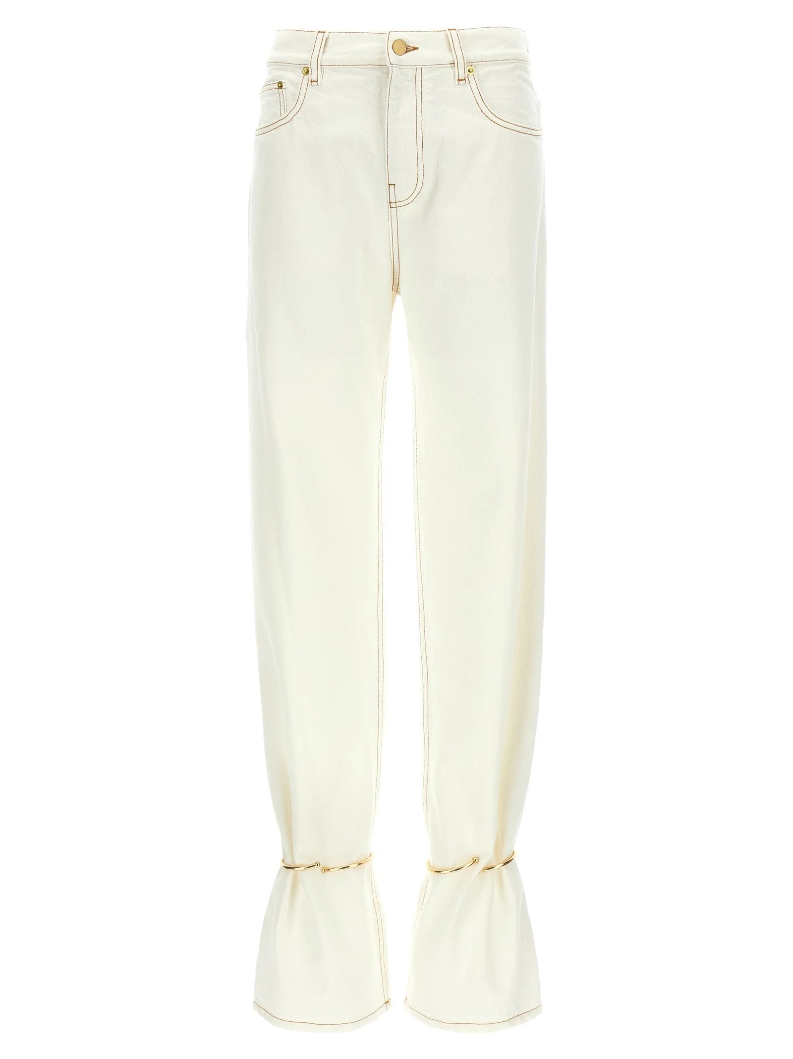 Darkpark White Cotton Straight-Leg Jeans