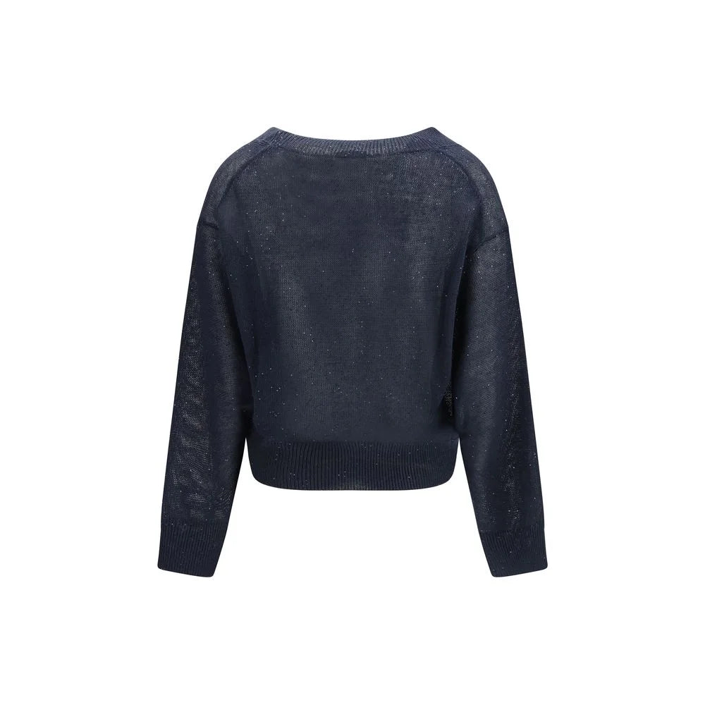 Brunello Cucinelli Blue Linen Sweatshirt