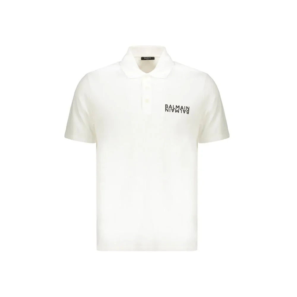 Balmain White Cotton Polo Shirt