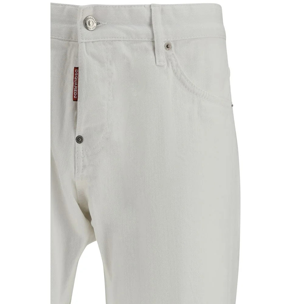 Dsquared² White Cotton Slim Fit Jeans