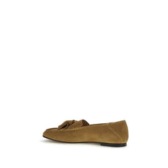 Rear view of the Bos Taurus loafers in beige leather, highlighting the precise tonal stitching and structured heel cup.