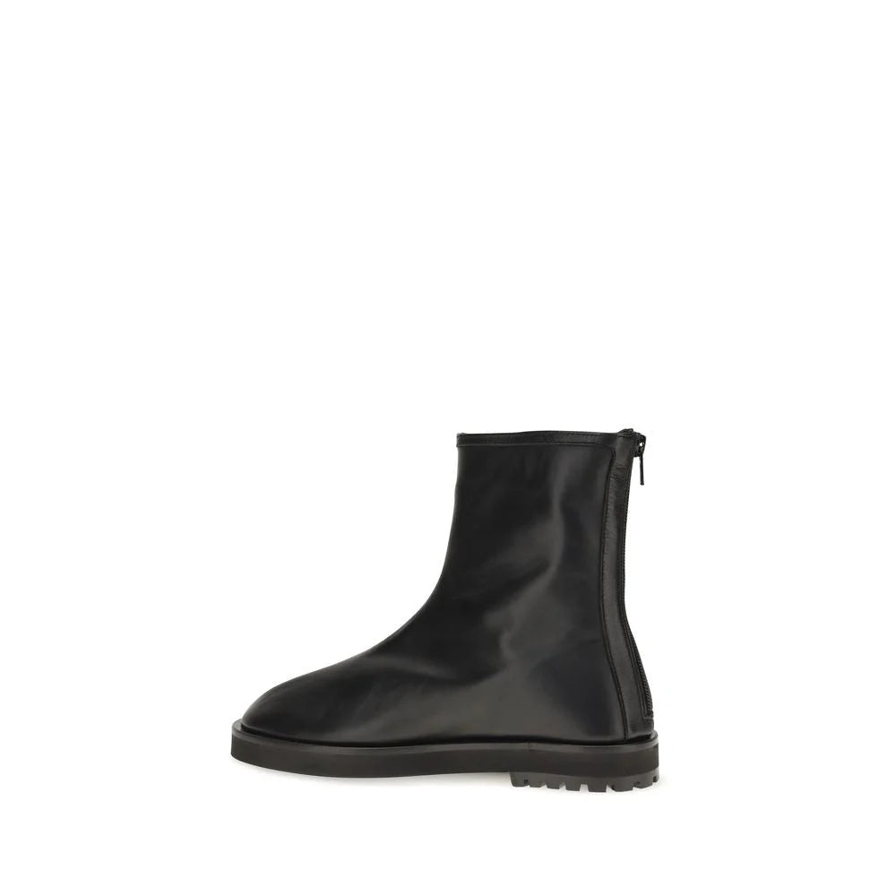 Dear Frances Black Calf Leather Bos Taurus Ankle Boots