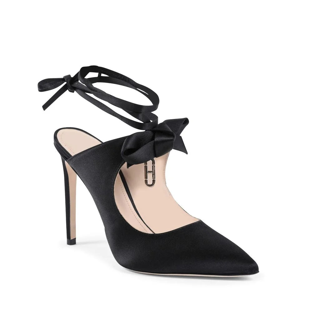 Dee Ocleppo Black Satin Mules - EU37/US7 - Heels