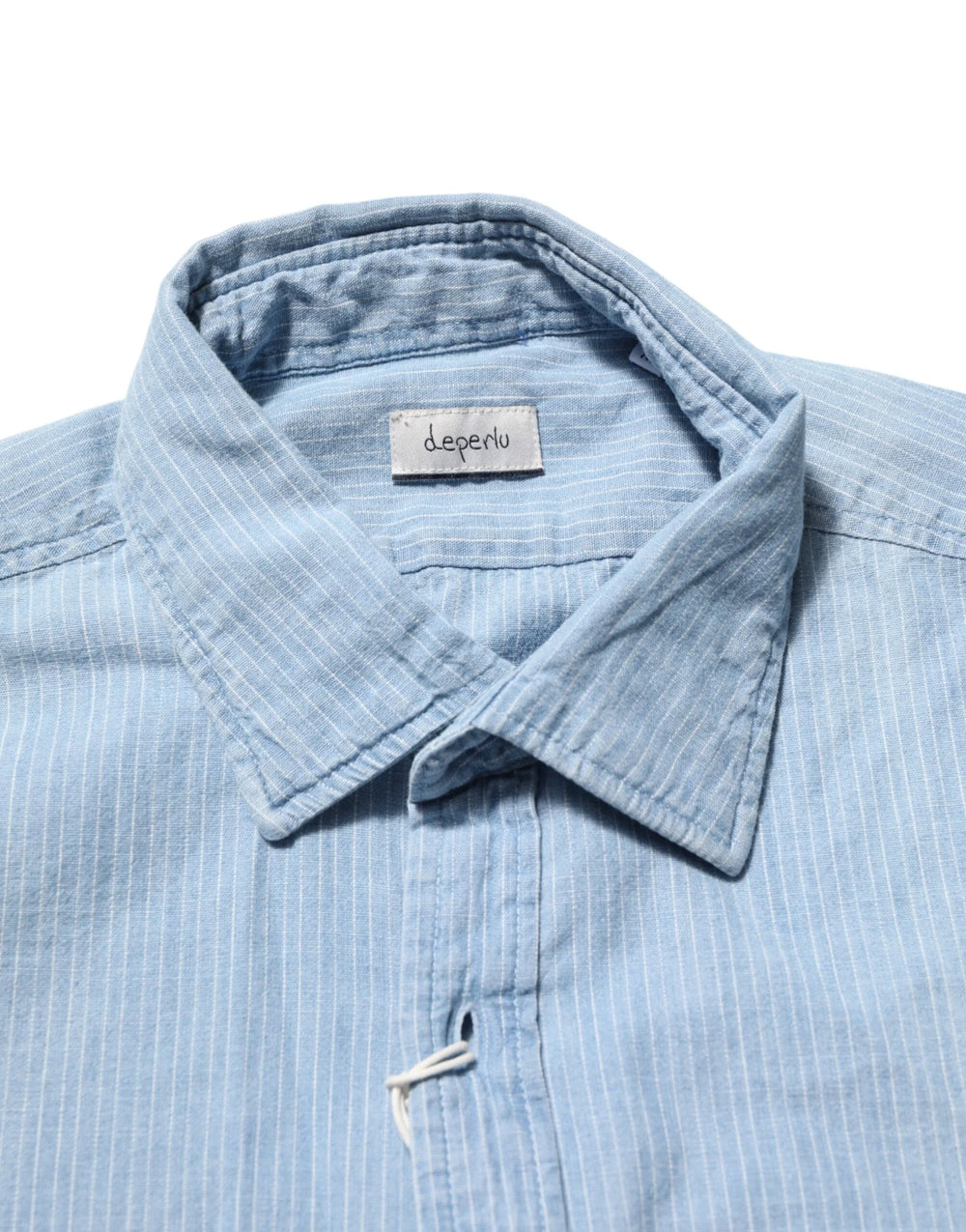 Deperlu Blue Denim Regular Fit Collared Long Sleeve Men Shirt - XL - Shirts