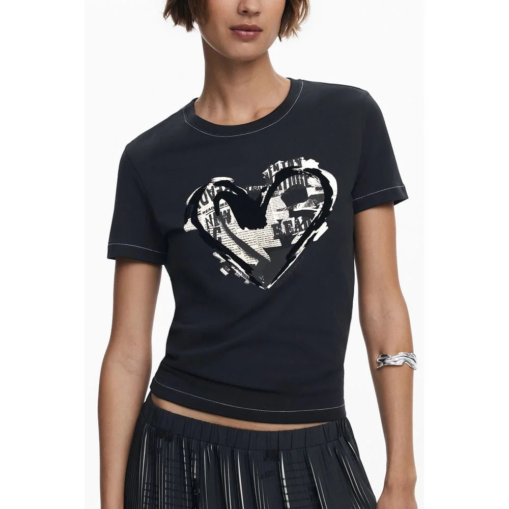 Desigual Black Cotton Women T-Shirt - S
