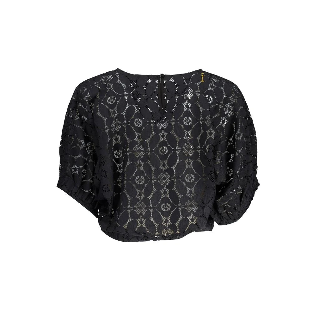 Desigual ’Black Polyester Women Blouse with Contrasting Elastic Waistband’ - Blouses