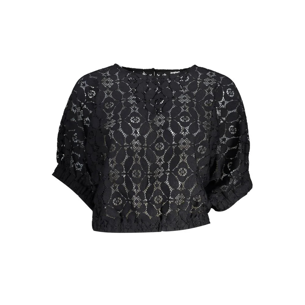 Desigual ’Black Polyester Women Blouse with Contrasting Elastic Waistband’ - Blouses