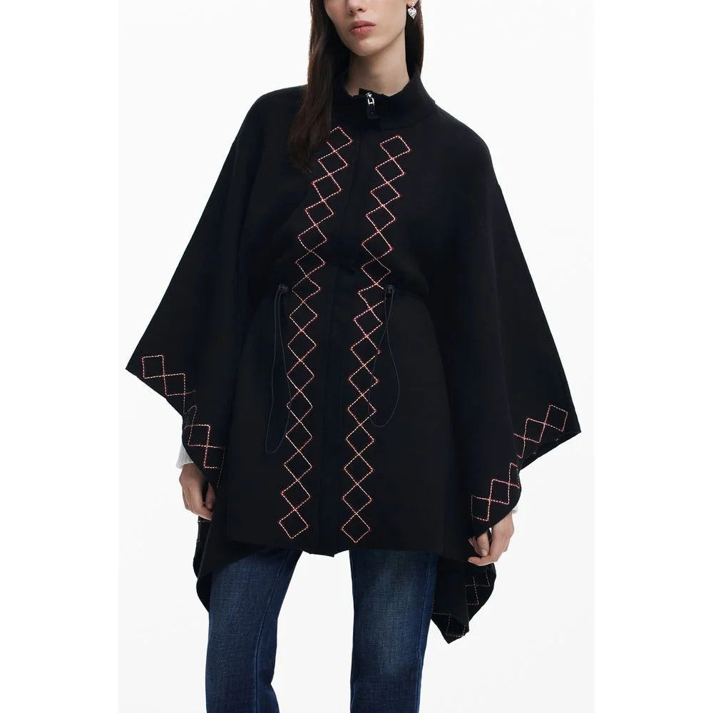 Desigual Black Polyester Women Poncho - One Size