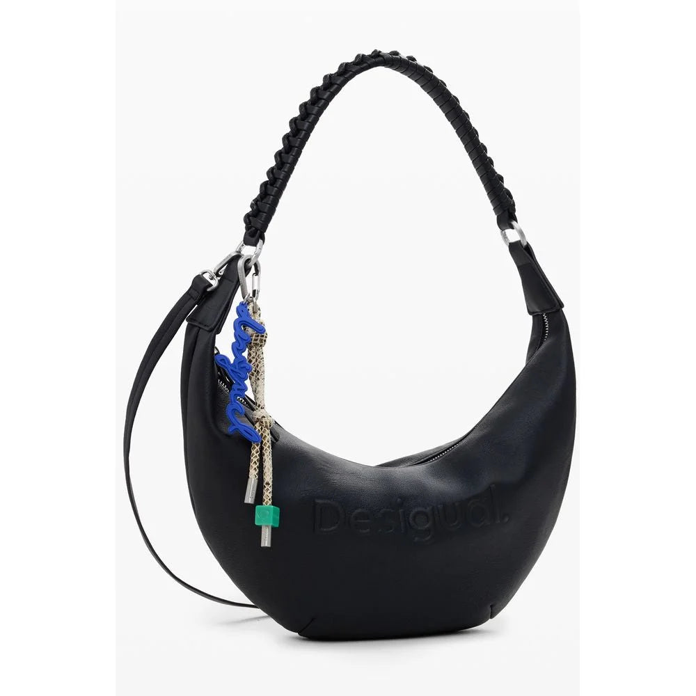 Desigual Black Polyethylene Women Handbag - Half-Moon Bags