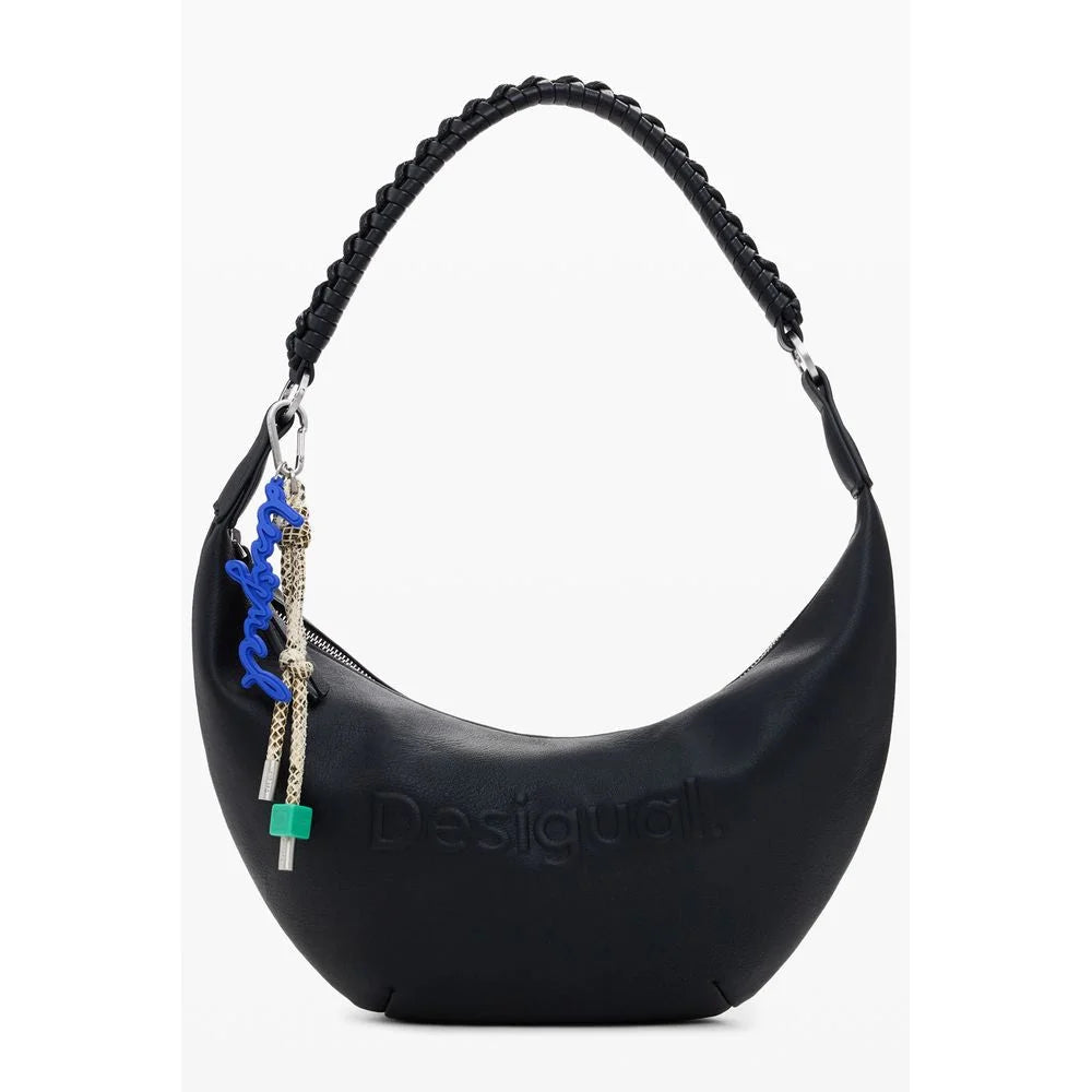 Desigual Black Polyethylene Women Handbag - Half-Moon Bags
