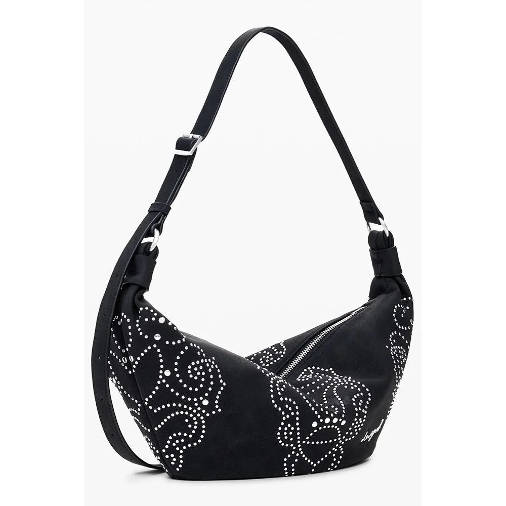 Desigual Black Polyethylene Women Handbag - Half-Moon Bags