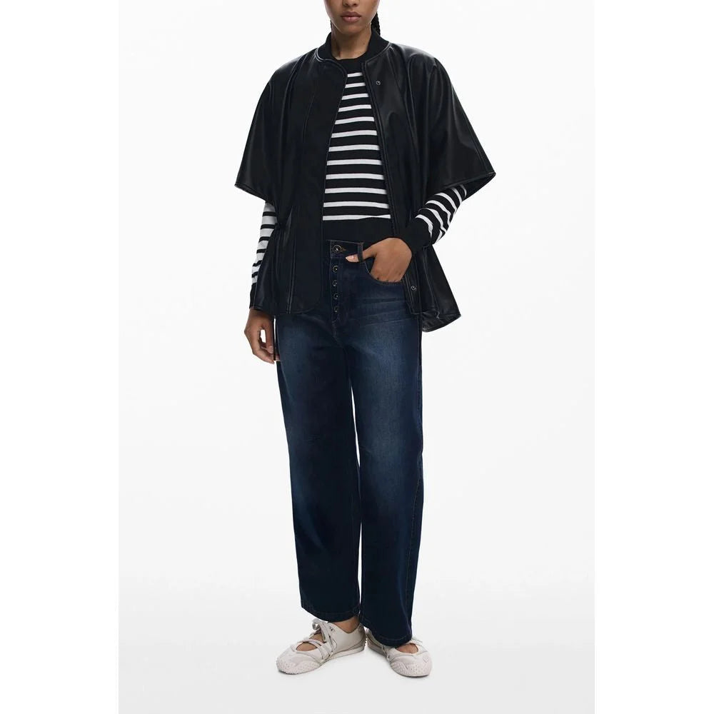 Desigual Black Polyethylene Women Poncho - One Size - Ponchos