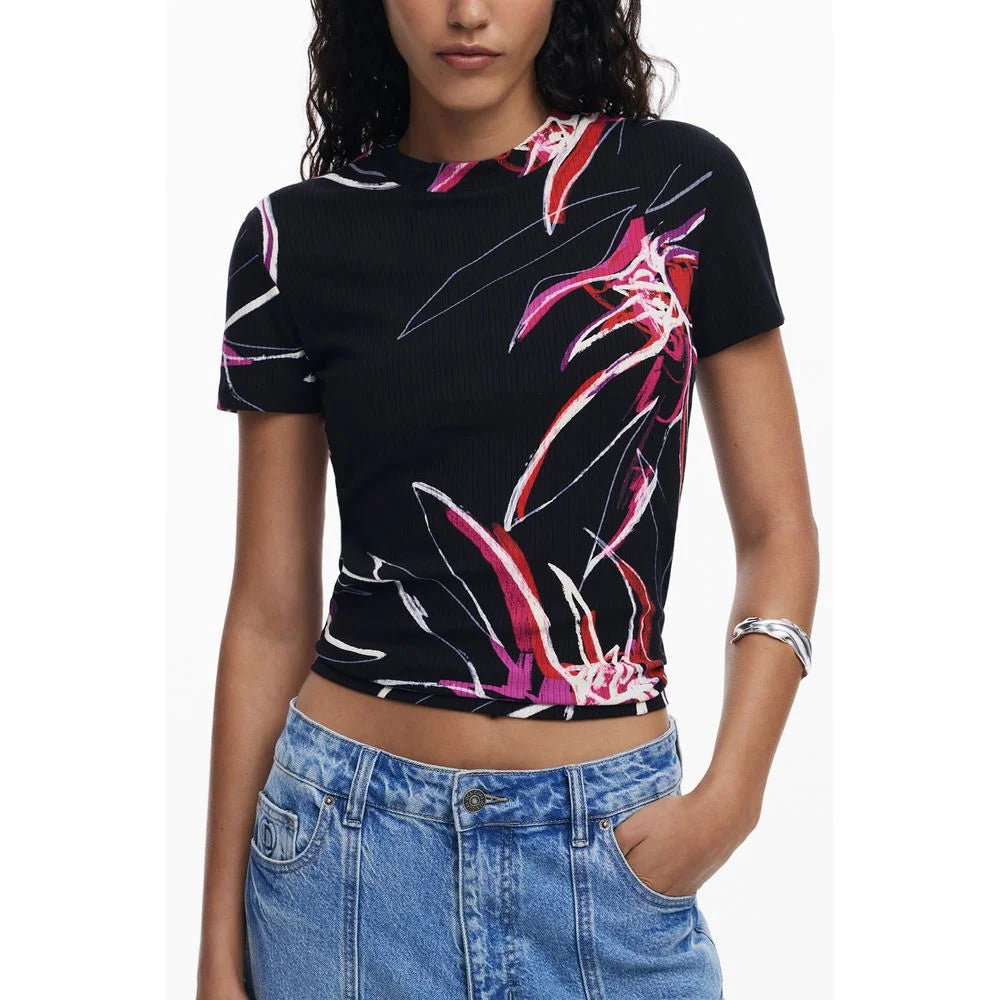 Desigual Black Viscose Women Top - T-Shirts