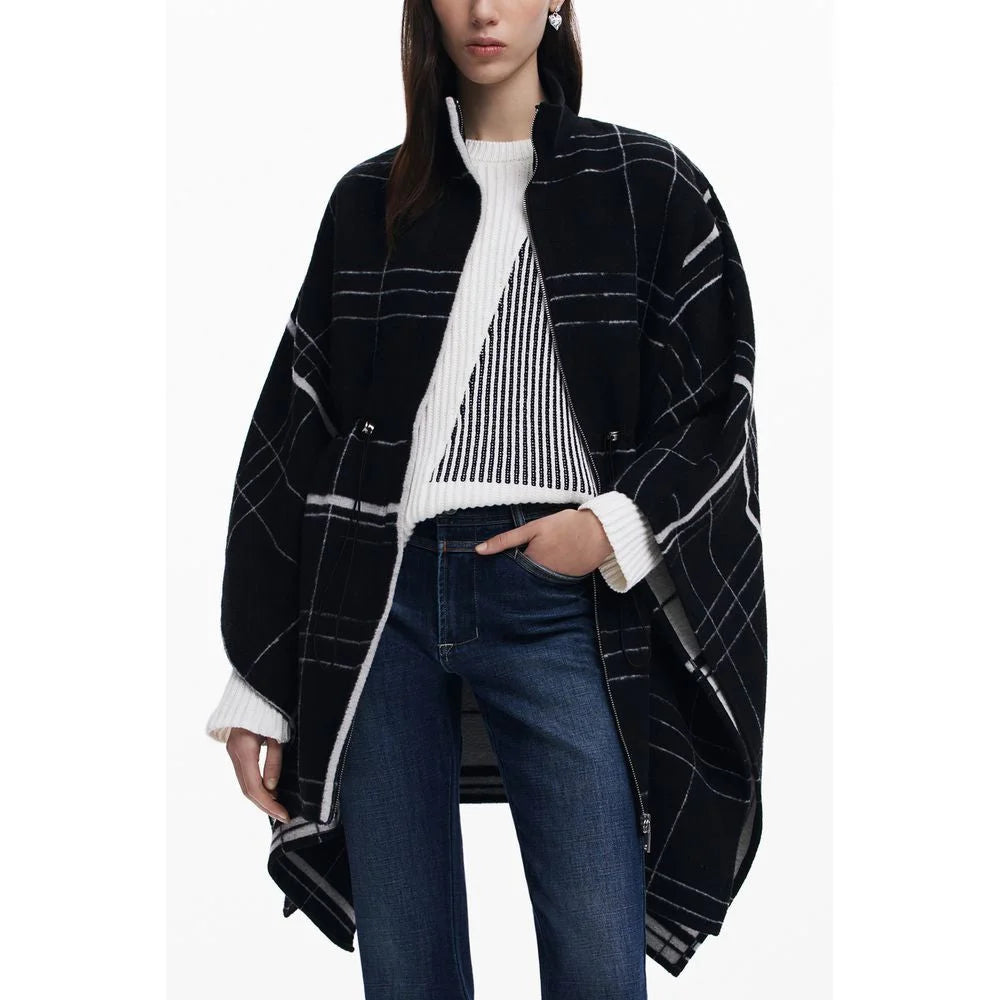 Desigual Black Wool Women Poncho - One Size