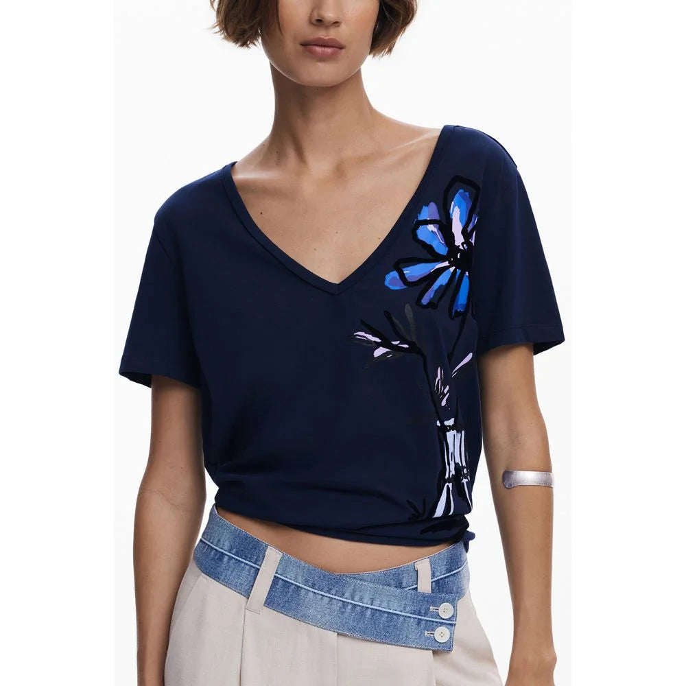 Desigual Blue Cotton Women T-Shirt - T-Shirts