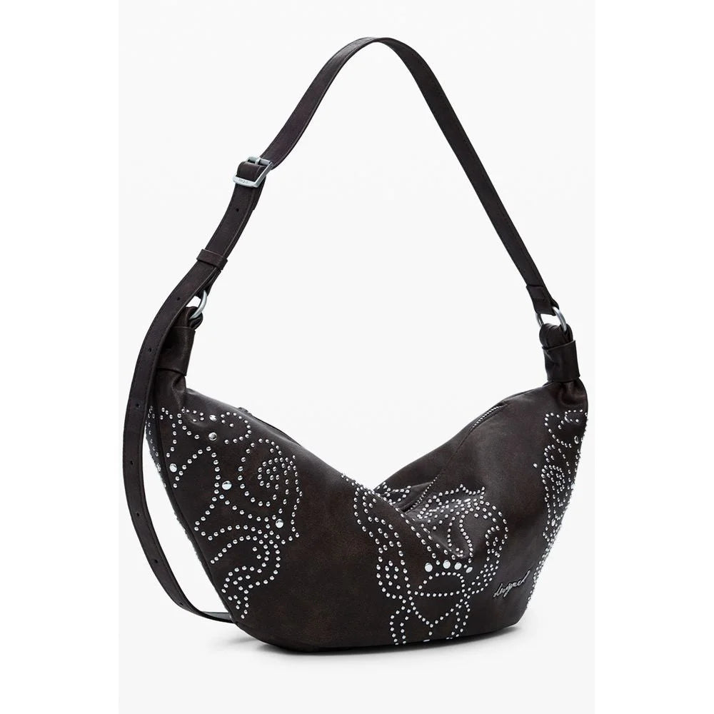 Desigual Brown Polyethylene Women Handbag - Half-Moon Bags