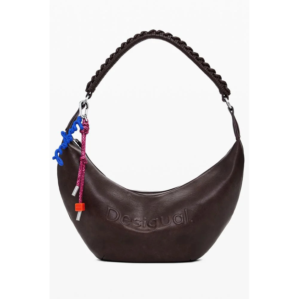 Desigual Brown Polyethylene Women Handbag - Half-Moon Bags
